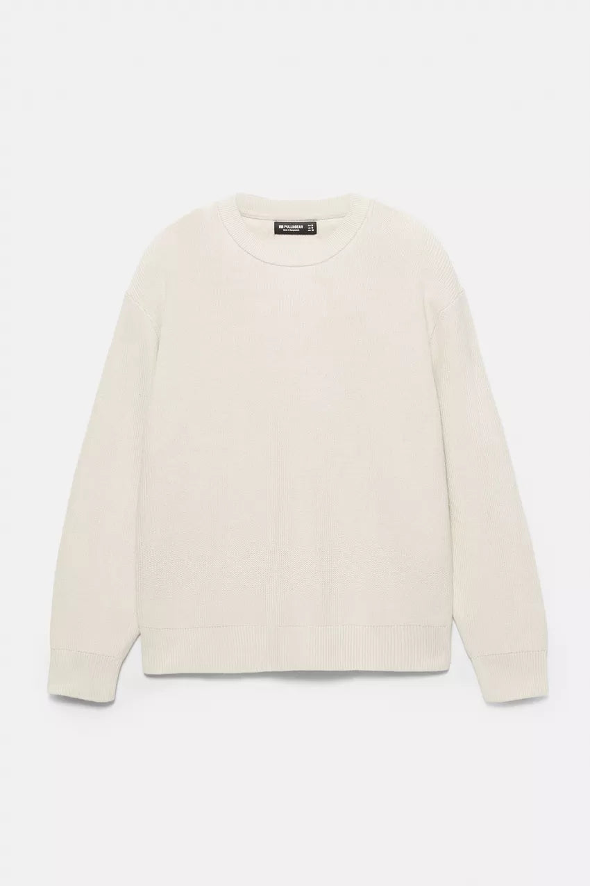 Crew neck textured sweater