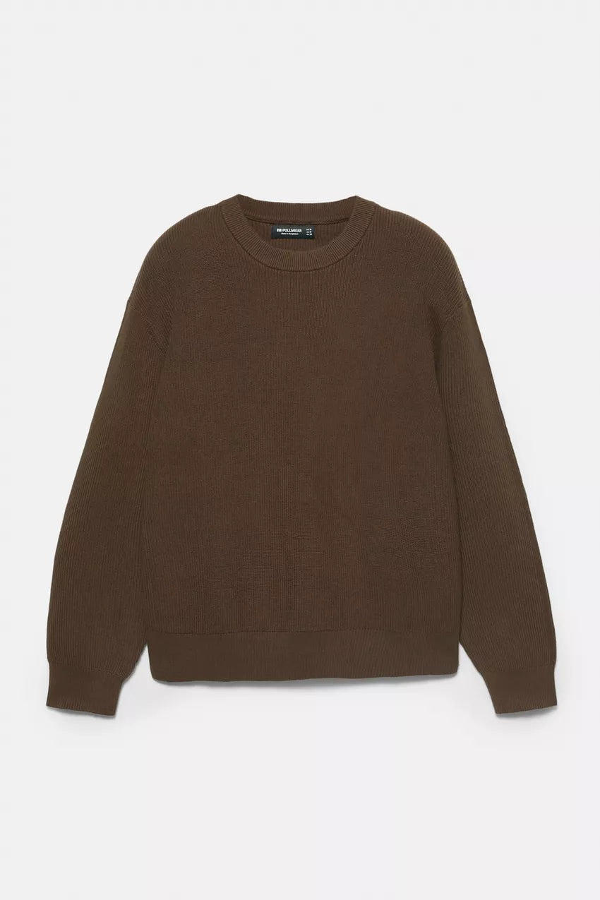 Crew neck textured sweater