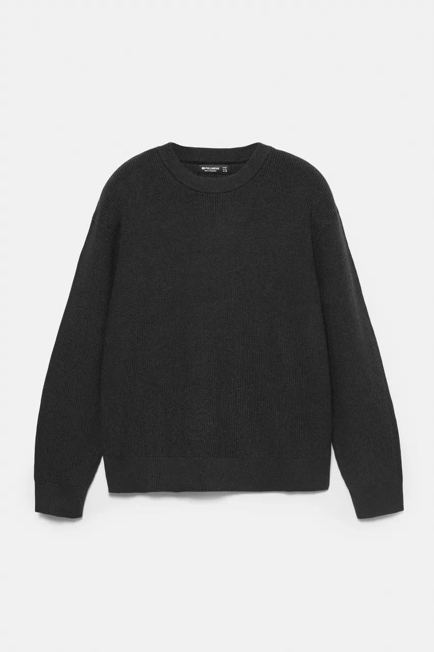 Crew neck textured sweater
