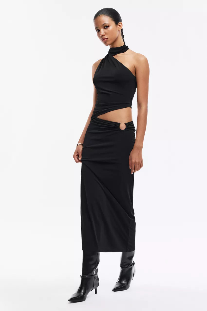 Midi dress with window detail