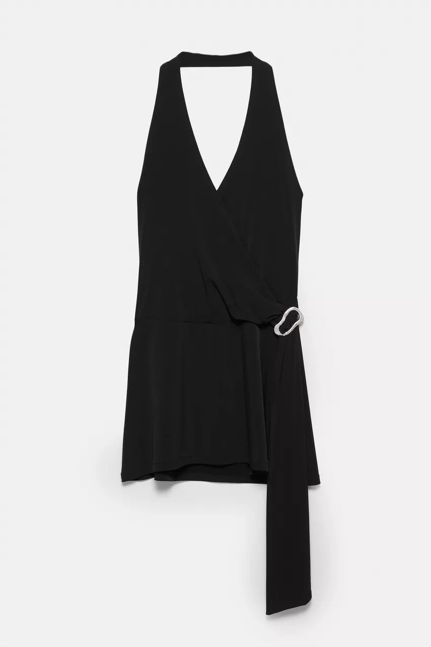 Halter buckled short dress