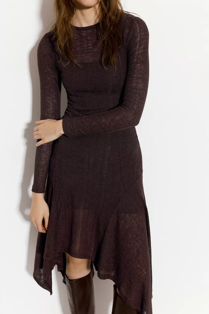 Asymmetrical skirt midi dress