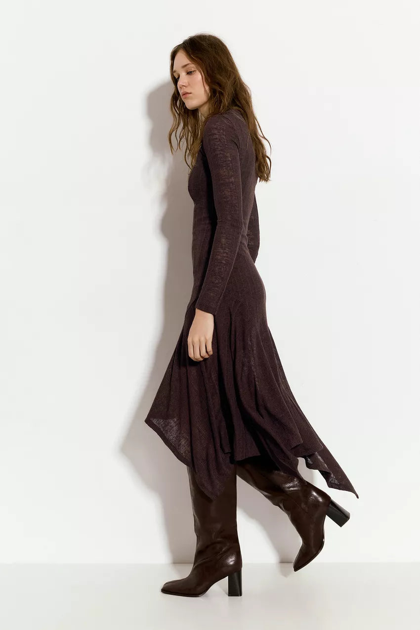 Asymmetrical skirt midi dress