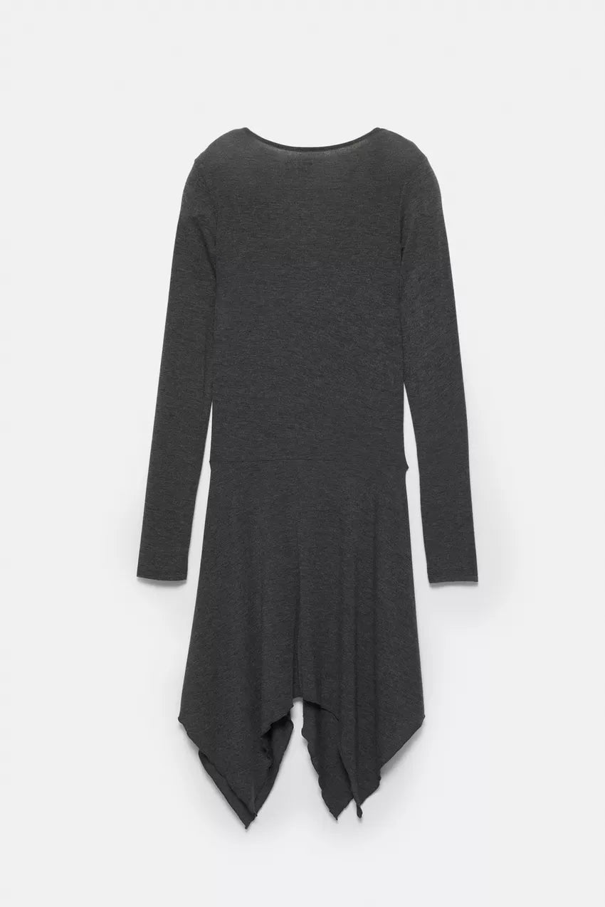 Asymmetrical gathered midi dress