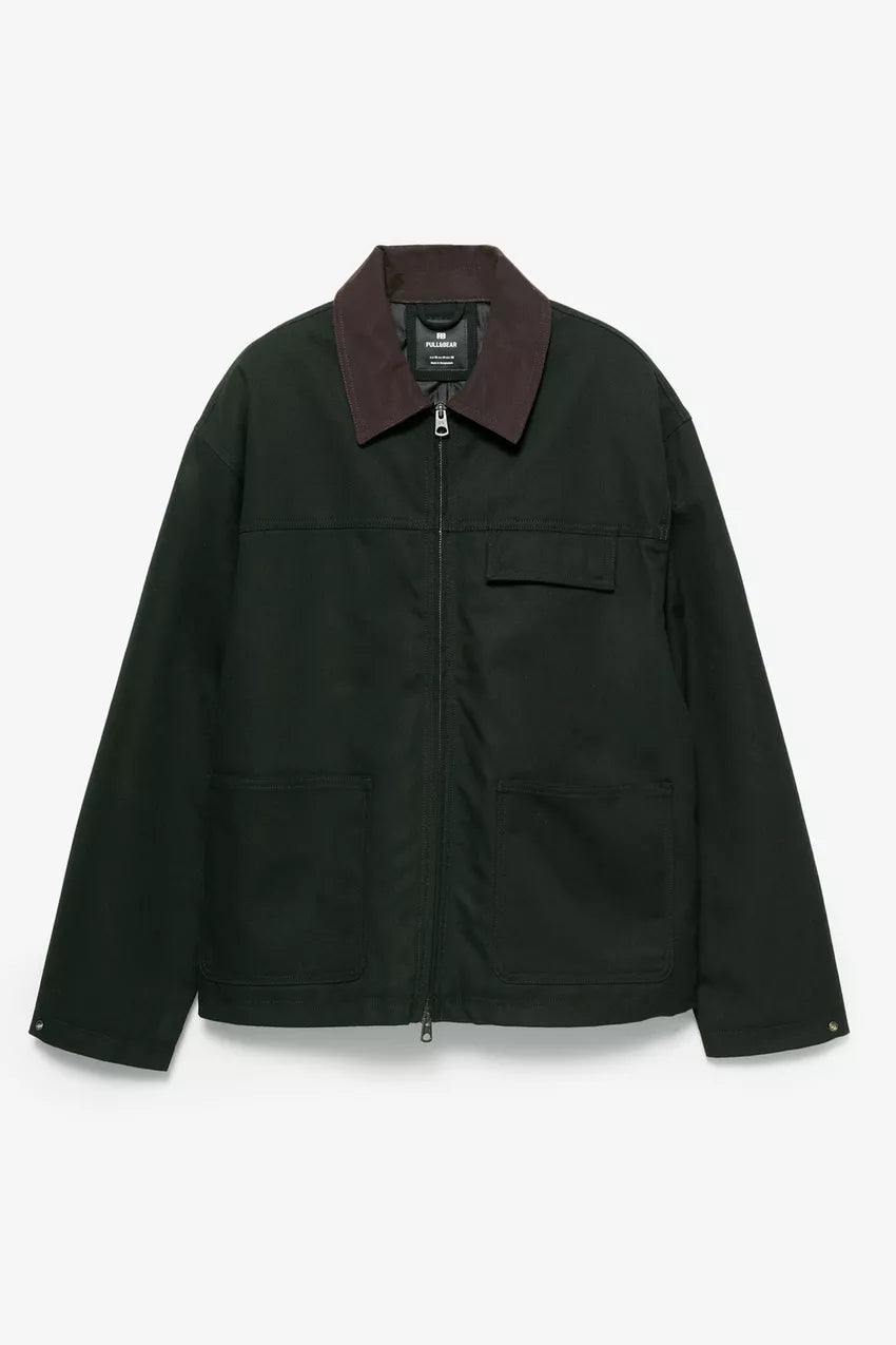 Contrast collar jacket