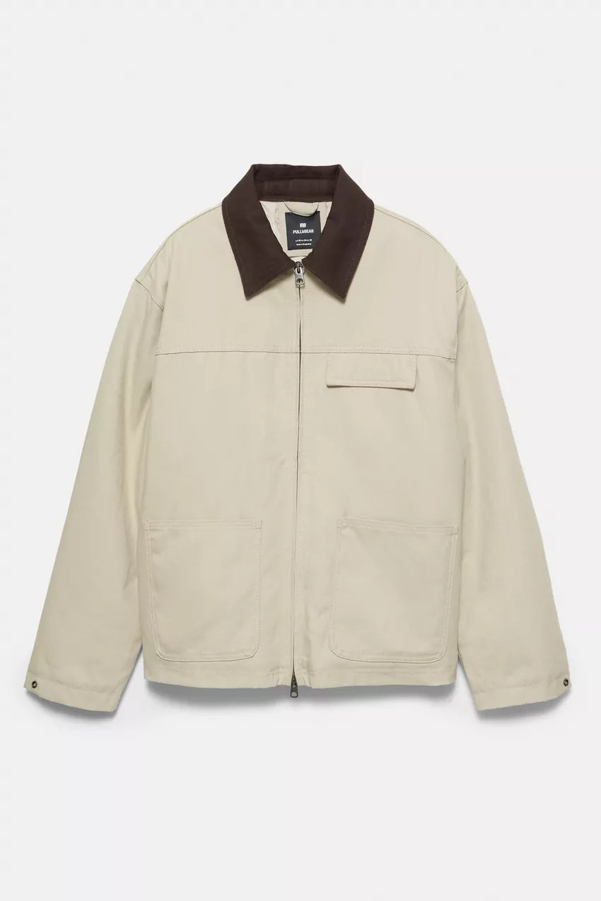 Contrast collar jacket